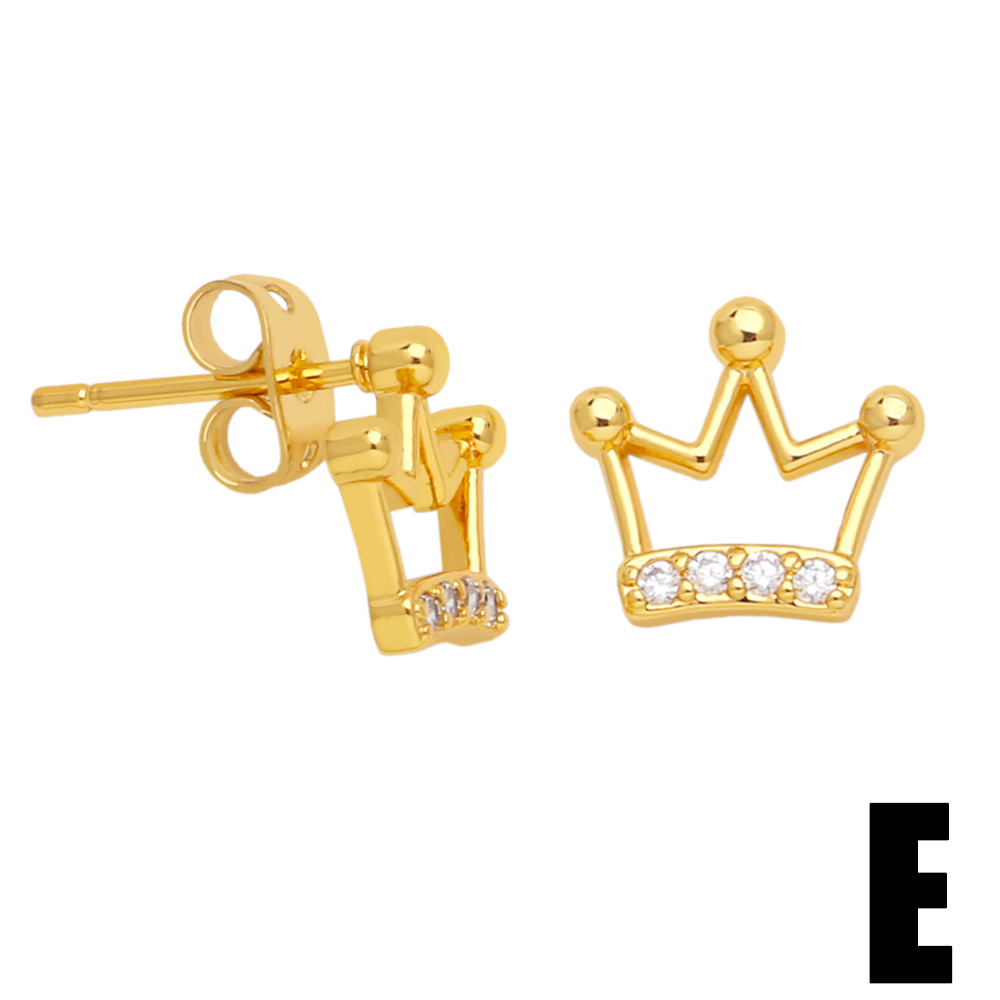 Fashion Crown Copper Ear Studs Inlay Pearl Zircon Copper Earrings