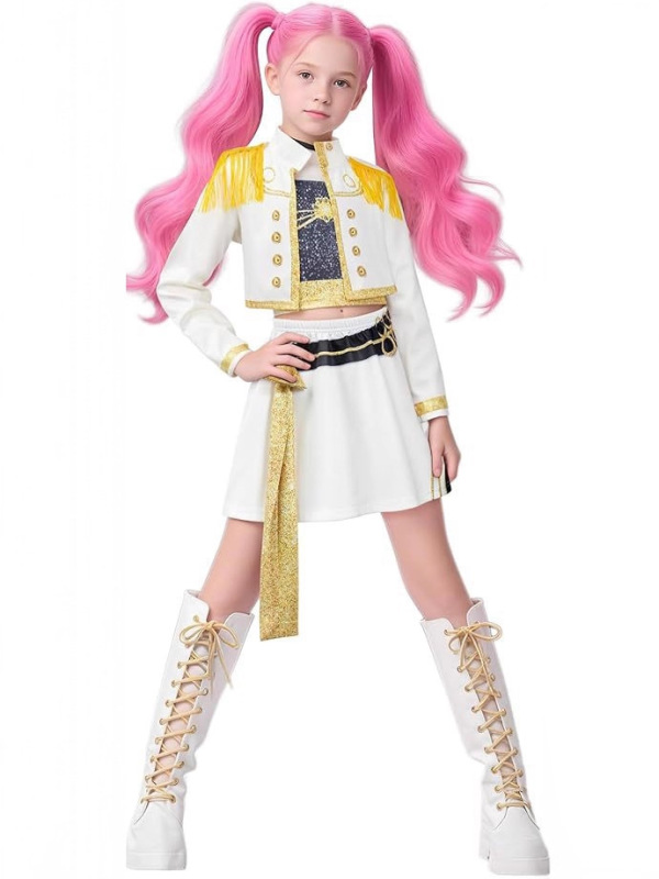 2025亚马逊新款女孩恶魔猎人服装搭配流行歌手3D印花女装童装套装|undefined