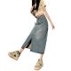 High Waist Split Denim Skirt Women's 2025 Summer New A- line Skirt Hip Skirt Small Pear-shaped Mid-length Skirt