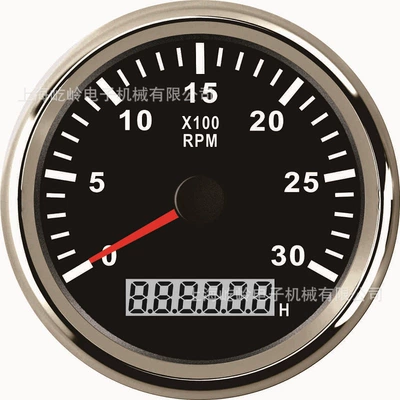 85mm pointer tachometer diesel automobile instrument - silver-edge-black-background-0-3000rpm