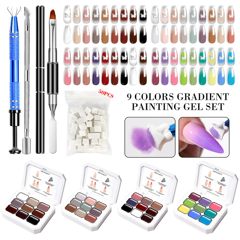 Nail Art 9-Square Grid Pat Glue 2025 New Nail Polish Glue Painted High Saturation Thick Smudged Gradient Set Nail Art 9-Square Grid Pat Glue 2025 New Nail Polish Glue Painted High Saturation Thick Smudged Gradient Set