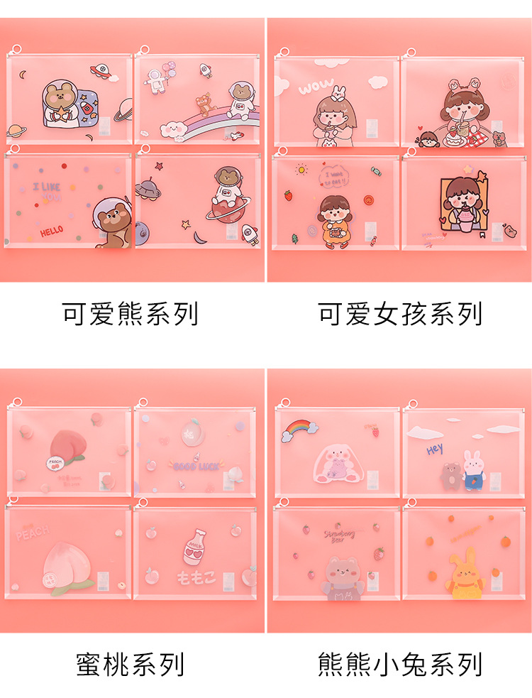 Cute Transparent Large Capacity Portable File Bag