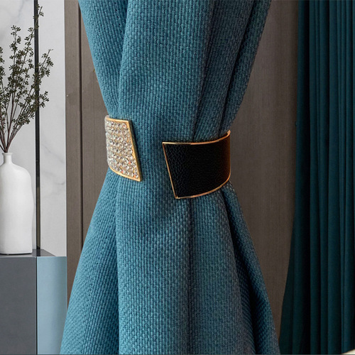 Manufacturer's best-selling simple and light luxury curtain straps metal full diamond PU leather diamond curtain buckle wholesale curtain clip