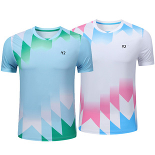 New Badminton Clothing Tennis Clothing Men's and Women's Quick-drying Short-sleeved Children's Student Training Competition Training Clothes 4A098