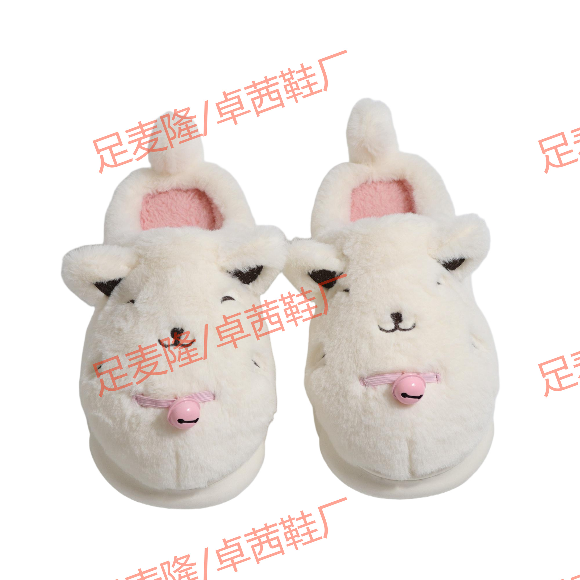 Campana blanca personalizada de comercio exterior, gato, mujer, otoño e invierno, zapatillas de algodón cálidas para el hogar