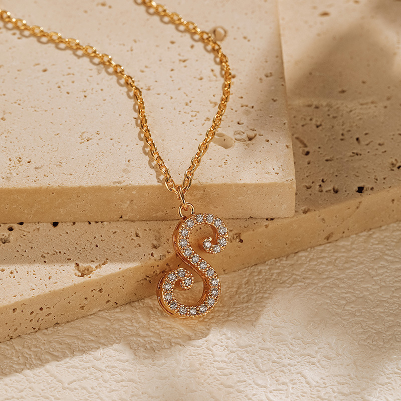 Le Cuivre Plaqué Or 18K Style Simple Lettre Incruster Zircon Pendentif display picture 11