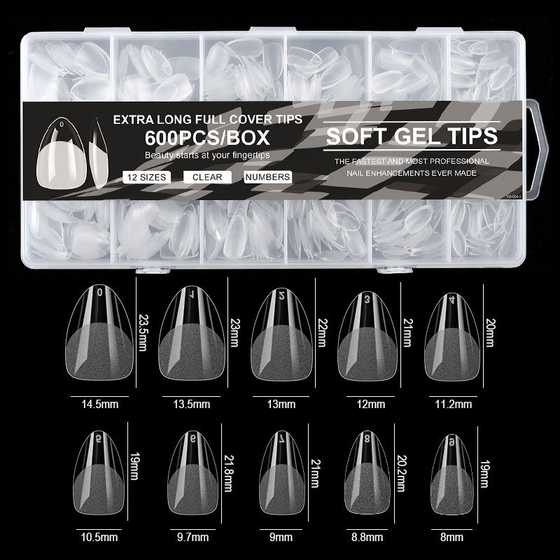 Uñas Postizas Semi Mate de 600 Piezas de ABS Ultra Delgadas Sin Marcas para Manicura