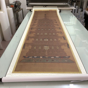 Yuan Dynasty Prajnaparamita Sutra Tower Scroll Small Regular Script Calligraphy High-Definition Art Giclee Reproduction Living Room Decorative Hanging Scroll Painting Copying Learning