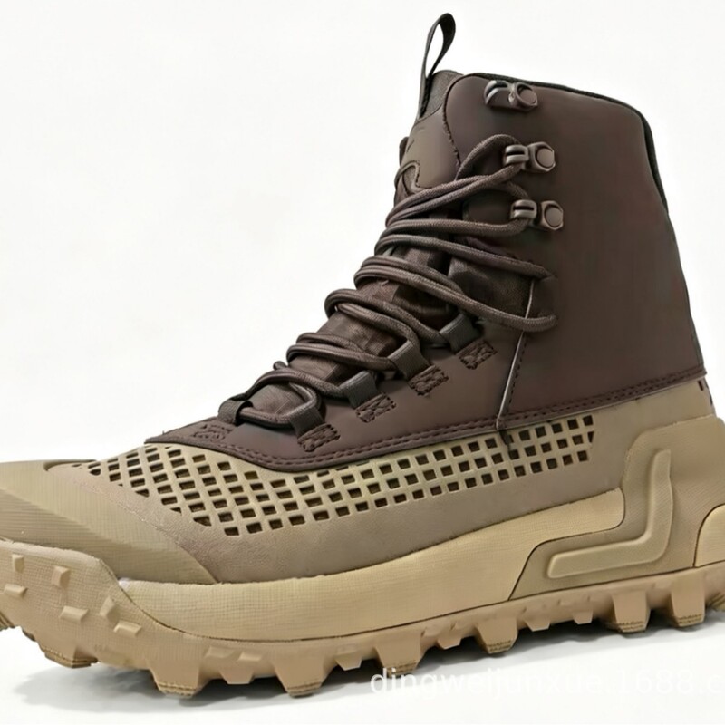 Guangzhou Tactical Boots for Men, Outdoor Hiking, Non-Slip, Breathable Combat Boots, Wear-Resistant High-Top Desert Boots, Manufacturer Wholesale