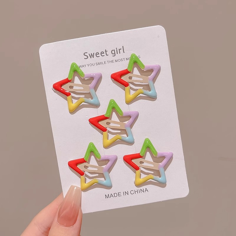 Horquilla de estrella de color dopamina 2025 nueva horquilla de gota de agua de nube para niños flequillo lateral bb clip tocado