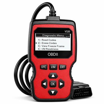 OBD2 avtomobil mühərriki diaqnostika cihazı V320, çoxdilli kod oxuma kartı.