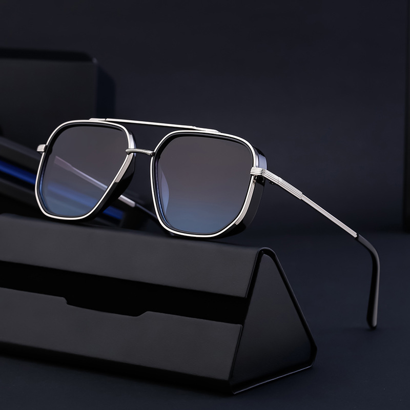 2024 Nieuwe modetrend Casual veelzijdige Europese en Amerikaanse punkstijl zonnebril voor heren Retro Box-zonnebril voor heren_voghion.com