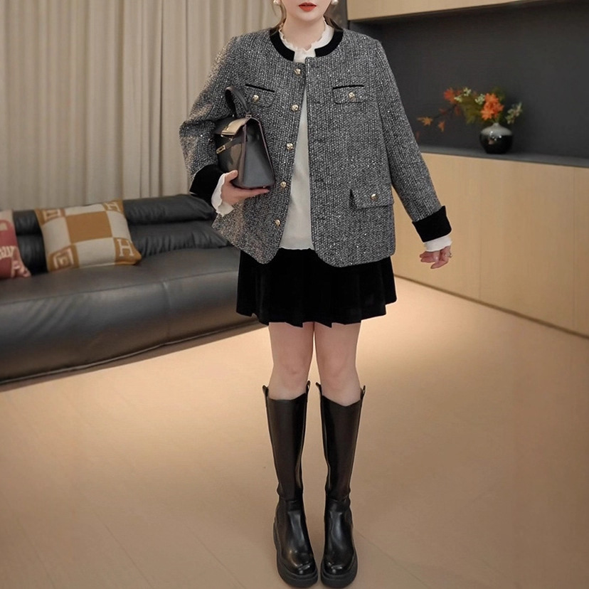 2025 Thickened Tweed Oversized Women's Autumn and Winter New Stylish Slimming Versatile Jacket