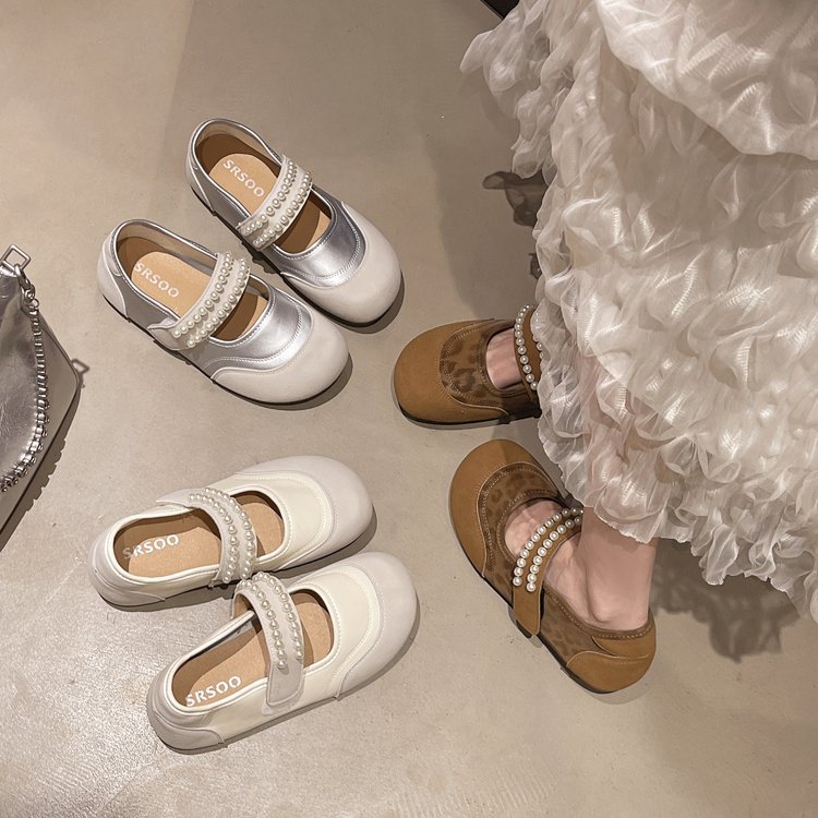 French Retro Pearl Mary Jane Shoes 2025 Summer New Easiest for Match Casual Women's Shoes Flat with Skirt Shoes
