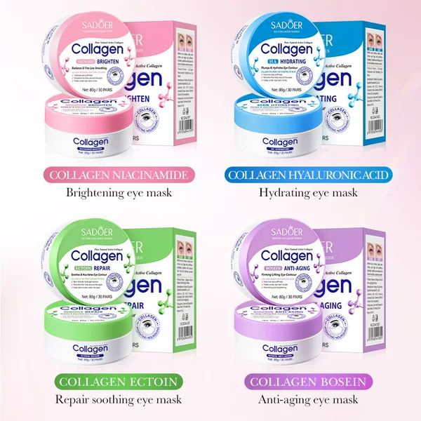 All-English Collagen Hyaluronic Acid Eye Mask SADOER Moisturizing Anti-Wrinkle EYE MASK Skincare Products for Cross-Border Sales