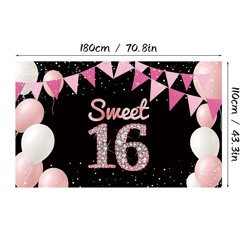 国境を越えた新しい誕生日バナー誕生日お祝いパーティーバナーカーテン背景布装飾用品写真小道具|undefined