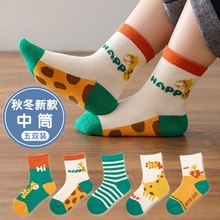 【5双】儿童袜子秋冬款A类中筒男女童宝宝中大童学生春秋袜子