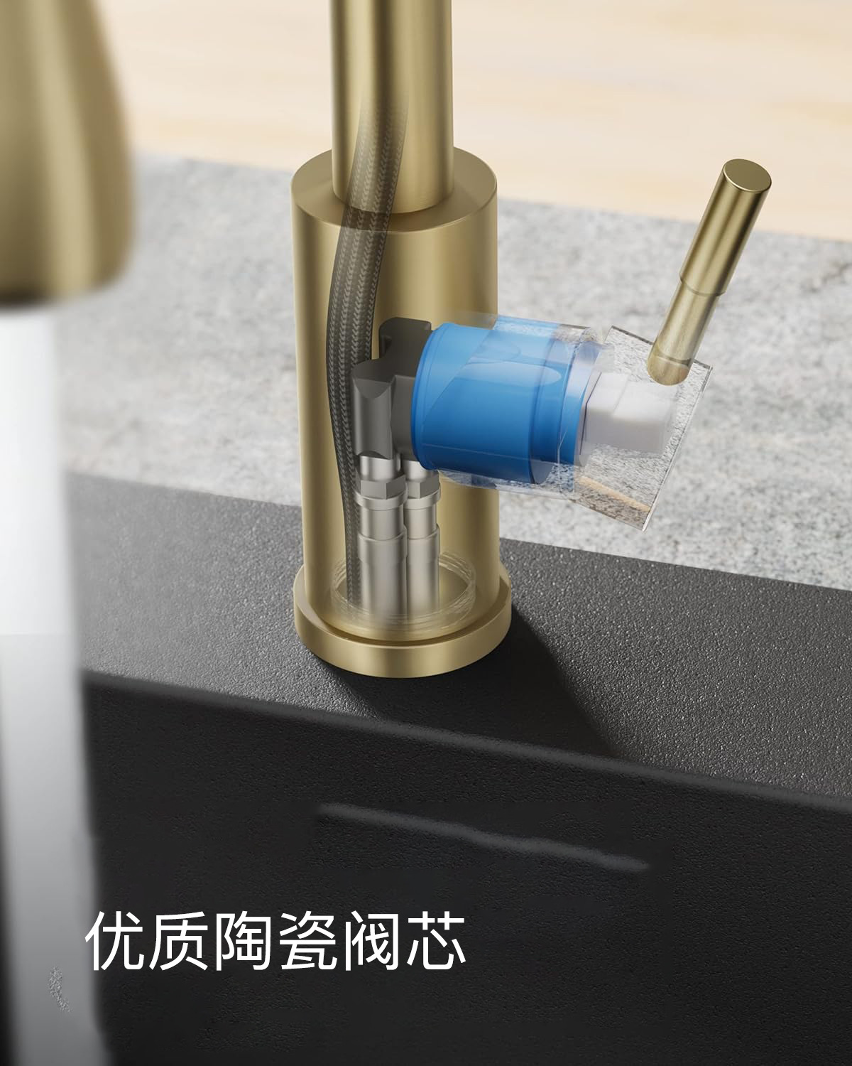 304 stainless steel kitchen brushed gold pull-out faucet, multi-functional waterfall cold and hot water sink faucet undefined