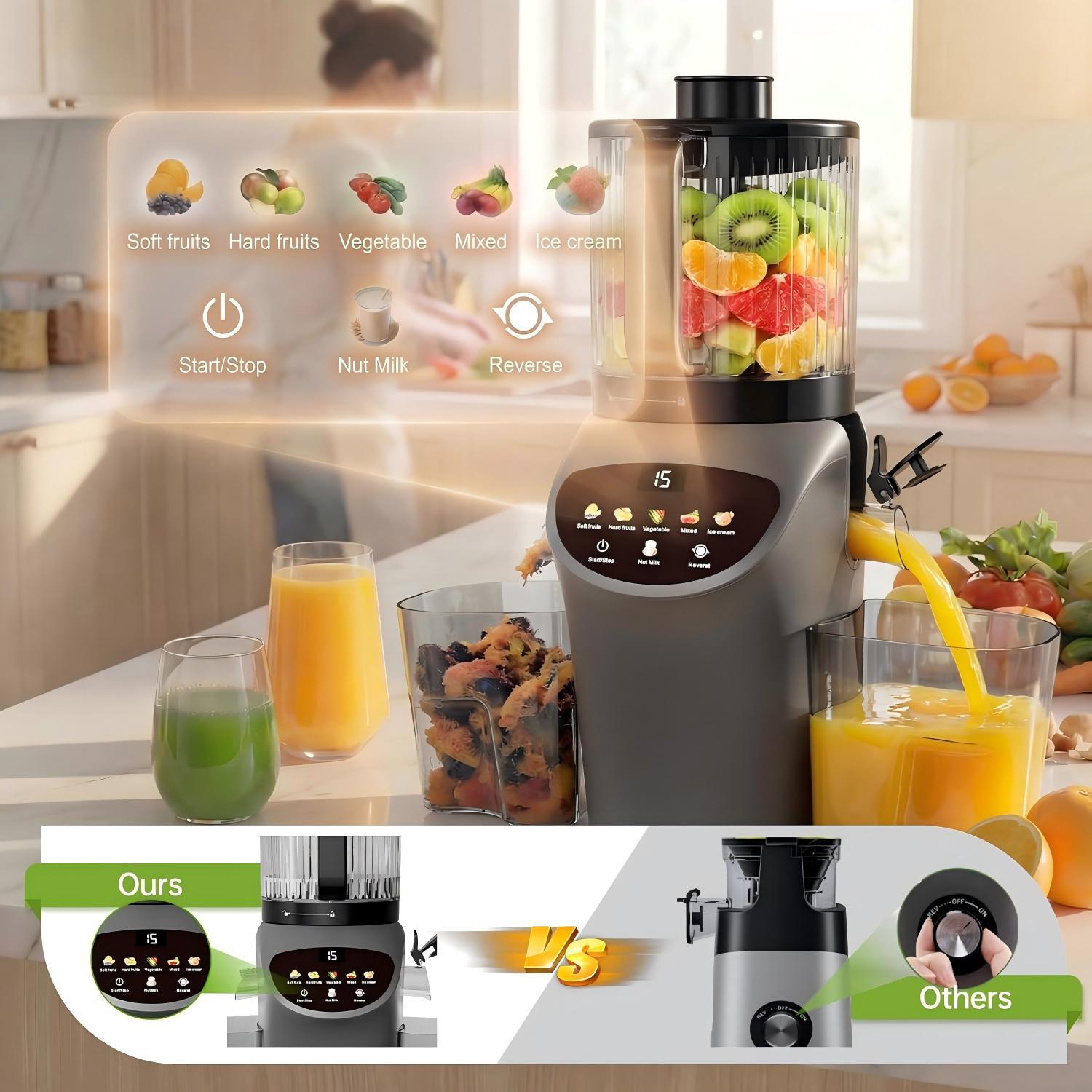 Juicer with pulp separation, original juice extractor for home use, automatic fruit and vegetable juicer, no need to cut, fresh juice extractor