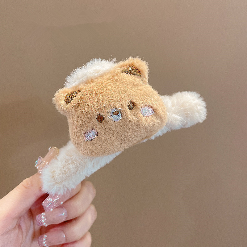 女性の後頭部用の漫画のクマのぬいぐるみヘアクリップ、大きなサメのヘアクリップ、髪のボリュームを減らすためのヘアクリップ、年齢を減らすヘッドバンド|undefined