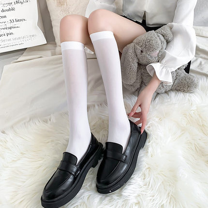 jk socks women's mid-calf socks summer thin over-the-knee thin calf socks long high-tube spring and autumn stockings black velvet