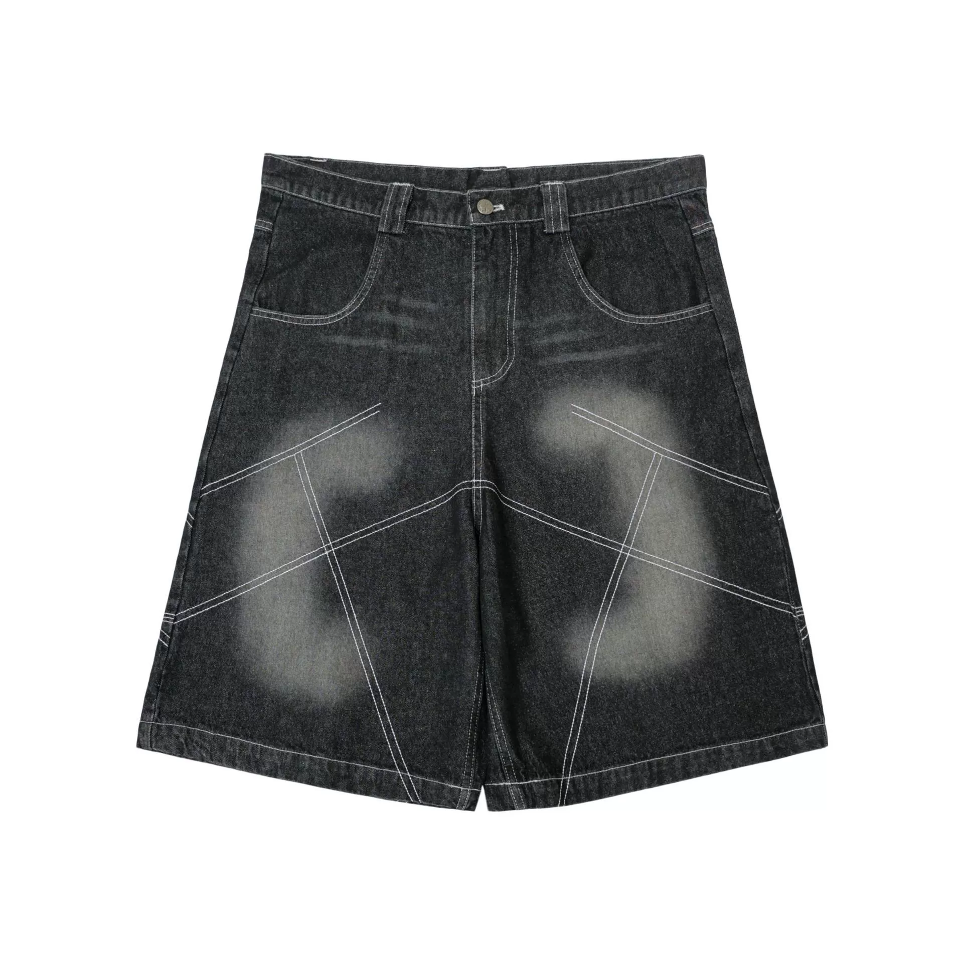 Chicano поддерживает маркировку оптом мужские винтажные потертые прямые Большие размеры свободные выше колена джинсовые шорты