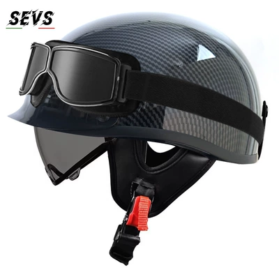 Motosiklet kaskı (dəbilqə) – men and women, summer scooter - bright-carbon-tea-mirror-square-retro-mirror-m