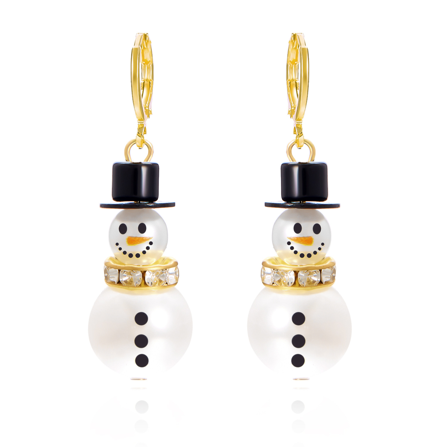 Europa y los Estados Unidos transfronterizos de Navidad auriculares de moda versátil imitación de perlas de Navidad muñeco de nieve pendientes de diamantes lindos pendientes de dibujos animados