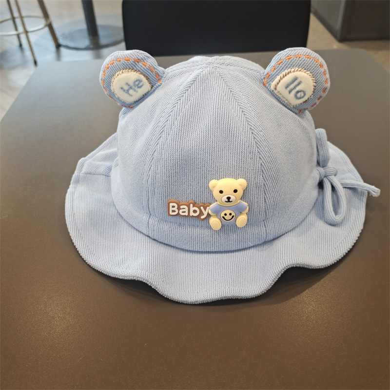 Sombreros de bebé primavera y otoño bebé bebé niño oso de dibujos animados pescador gorro de orejas lindas gorras de algodón