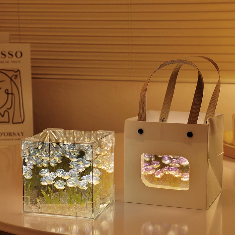 Настольный светильник-гирлянда «Цветок Рубика» для декора рабочего стола, креативный подарок на День святого Валентина для девочек