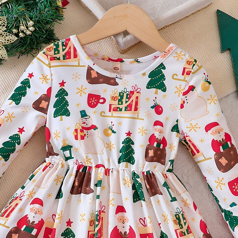 Демисезон Christmas мегапон, платье с рукавами, детская одежда