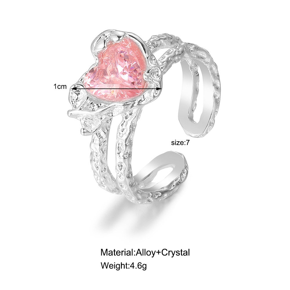 Fashion Heart Shape Alloy Inlay Rhinestones Womenu0027S Open Ring 1 Piece