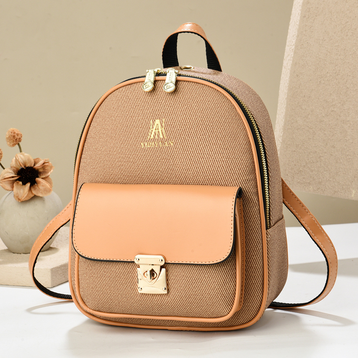 Mochila de color sólido, nuevo estilo 2025, elegante bolso de mujer, mochila escolar informal, mochila de viaje de doble uso, bolsos de exportación
