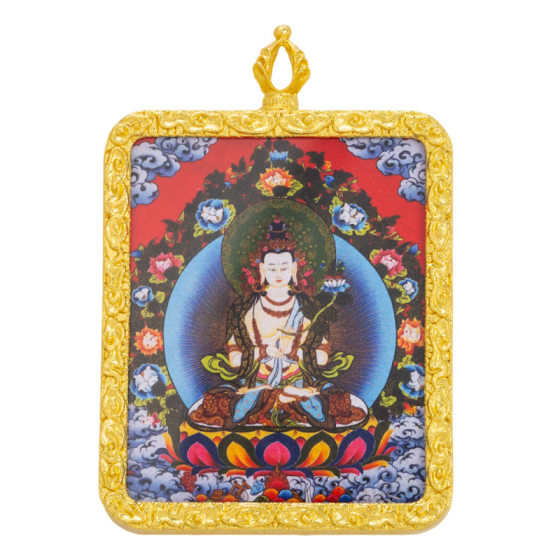Tibetan Wipe Thangka Pendant Zakilam Square Alloy Void Tibetan Bodhisattva Series Colored Gold Pattern Gawu Box
