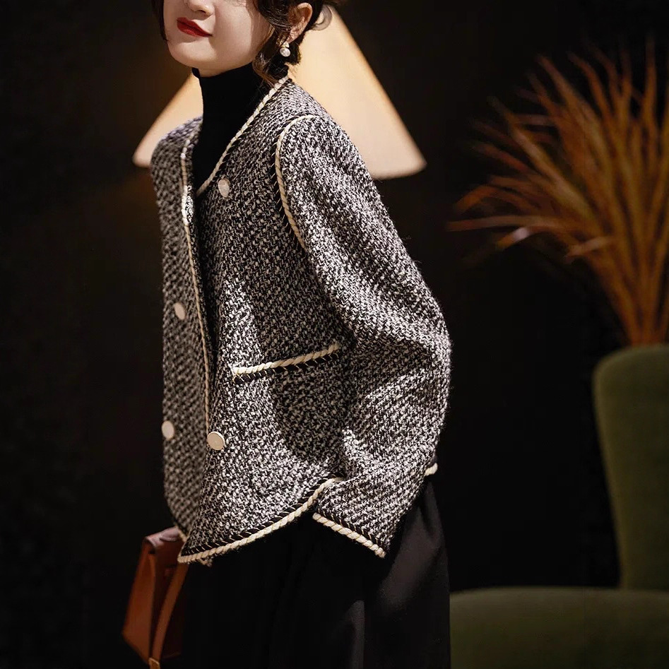 2025 French-Style High-End Socialite Tweed Double-Breasted Elegant and Stylish Autumn New Chanel-Style Versatile Women's Jacket