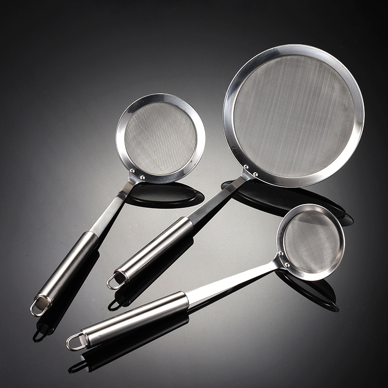 Stainless steel mesh colander household foaming spoon Kitchen skimming oil separator oil filter Spoon hot pot spoon Sieve flour wholesale