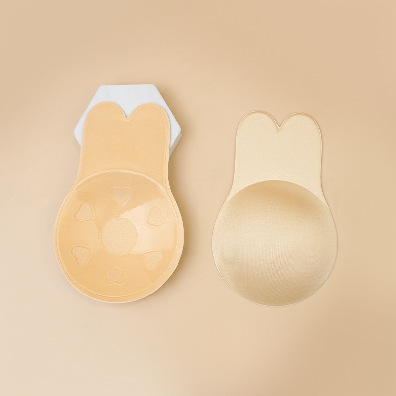 Fábrica al por mayor de orejas de conejo pegatinas de levantamiento de pecho pegatinas de levantamiento de senos pegatinas anti-exposición sujetador invisible soporte superior sujetador de silicona transfronterizo