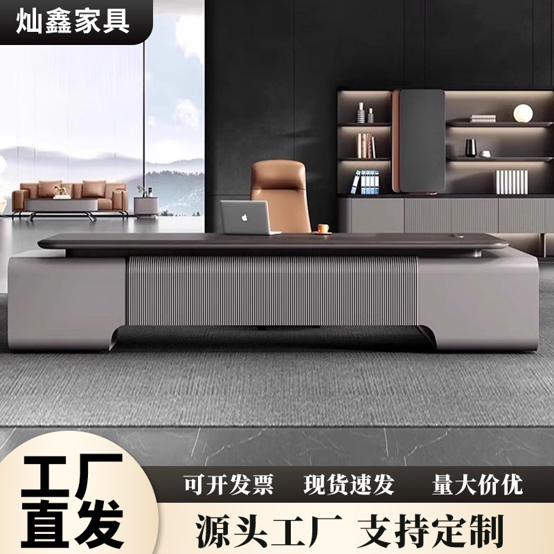 Manufacturer Wholesale In-Stock Office Executive Desk Minimalist Black Ebony Wood Lacquered Tabletop Ceo Director's Desk