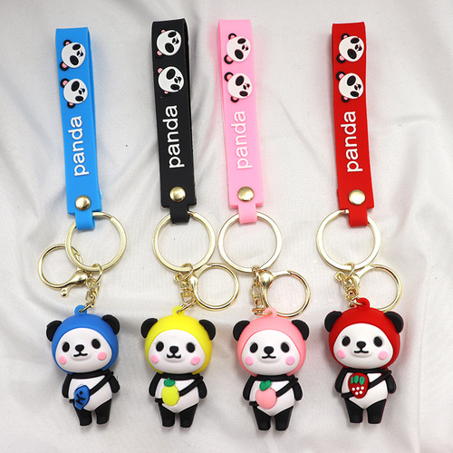 Panda keychain large panda bag toy cartoon ornament slot machine small gift panda plush schoolbag ornament