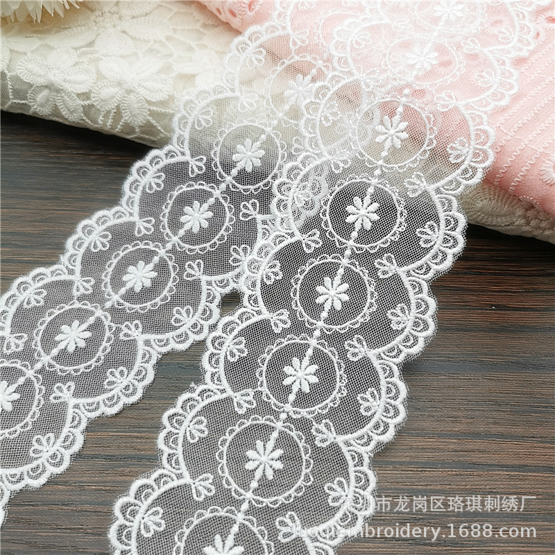 宽6cm双边亮丝线刺绣蕾丝花边 小清新DIY洋装礼服辅料洛丽塔配饰