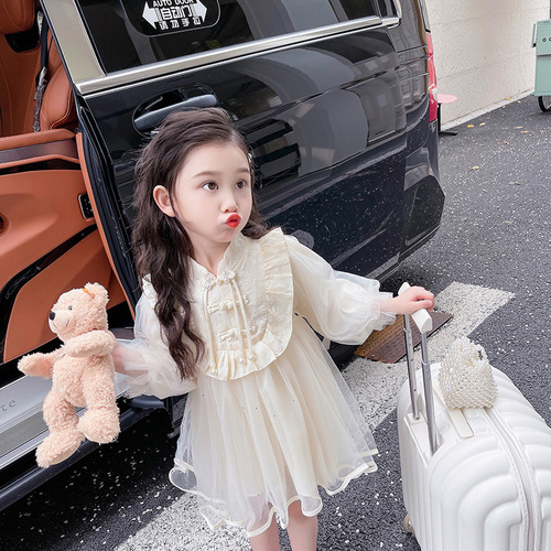 Girls' Dress Autumn  New Fashion Children's Chinese Style Baby Net Princess Dress Ancient Style Skirt