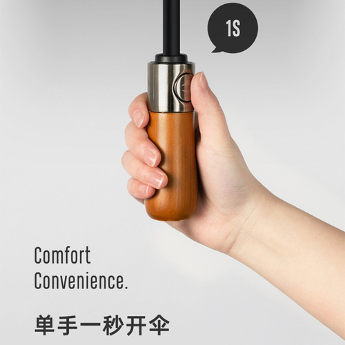 New 10-bone fully automatic high-end log handle sun protection umbrella for men, high-end business folding umbrella with logo printable