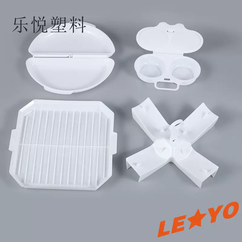 厂家供应微波炉四件套 小蛋盒煎蛋盘土豆架方形培根盘 白色塑料餐
