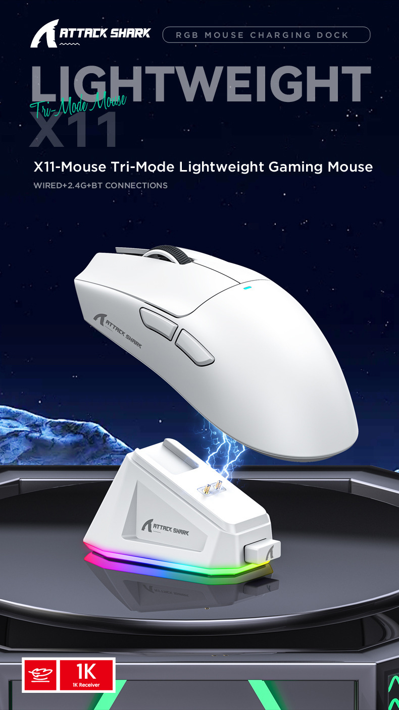 Attack Shark X11 Lightweight Wireless Gaming Mouse Rgb Bluetooth_voghion.com