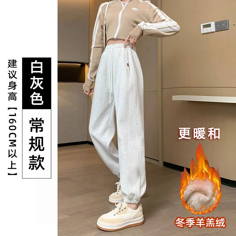 グレーのスポーツパンツ レディース 春秋 2025年新作 ゆったり ルーズフィット ジョガーパンツ カジュアル ハイウエスト アメリカンスタイル ハーレムパンツ 裏起毛 スウェットパンツ