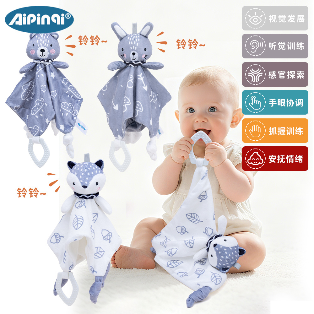 Aipinqi zorro nórdico toallas para dormir bebé toallas para dormir peluche animales juguetes para bebés al por mayor en stock