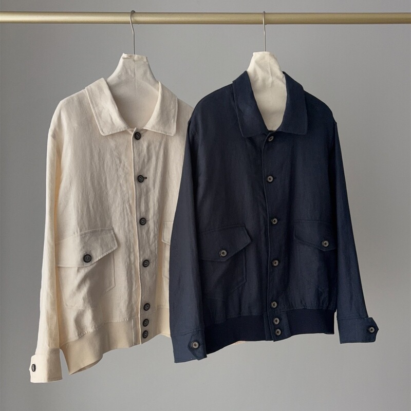 P318528Nn4.7 Early Spring New Workwear Style Old Money Style Linen Jacket, Fashionable and Versatile Casual Jacket