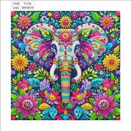 大象5D钻石画diy贴钻画手工亚马逊跨境满钻砖石画客厅卧室挂摆件