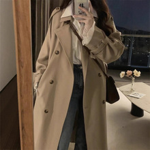 大码胖妹妹卡其色风衣外套女中长款春秋新款韩系英伦风高级感大衣