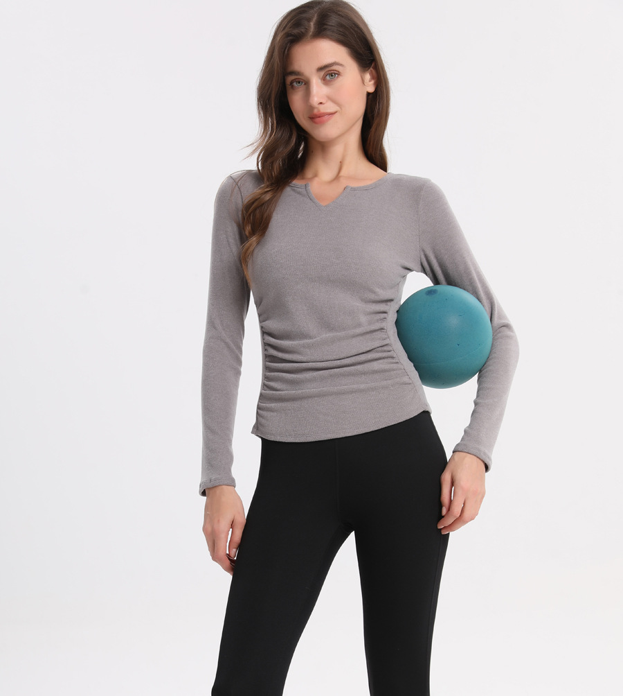 Långärmad yoga tröja för dam sportig och elastisk_voghion.com